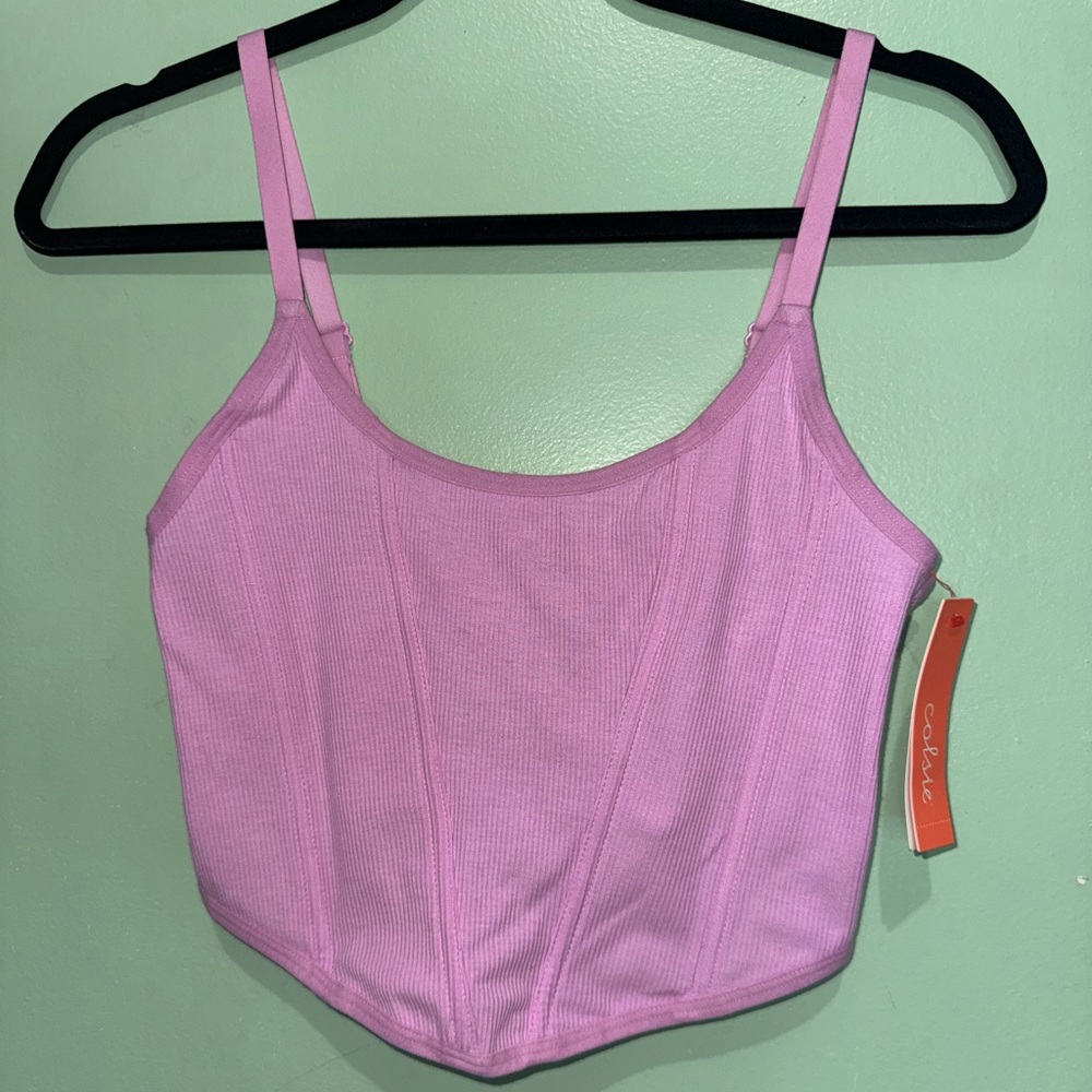 Purple corset strapped crop top